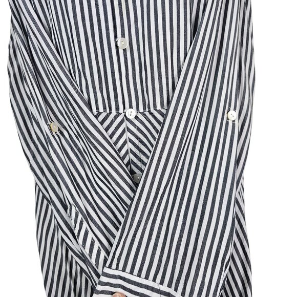 J. Jill Gray White Striped Button Up Tunic Sz 3X Lightweight Vneck Relaxed Fit - Picture 6 of 13